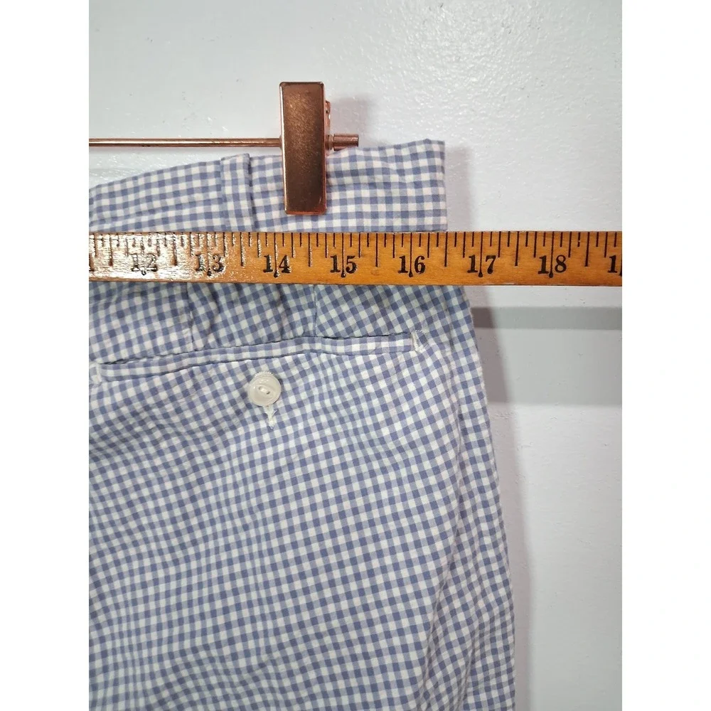 Polo Ralph Lauren Mens Vintage Gingham Chino Shorts‎ Blue White Cotton Size 34
